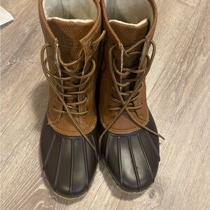 JBU Brown and Black men’s Duck Boots 11 new without books